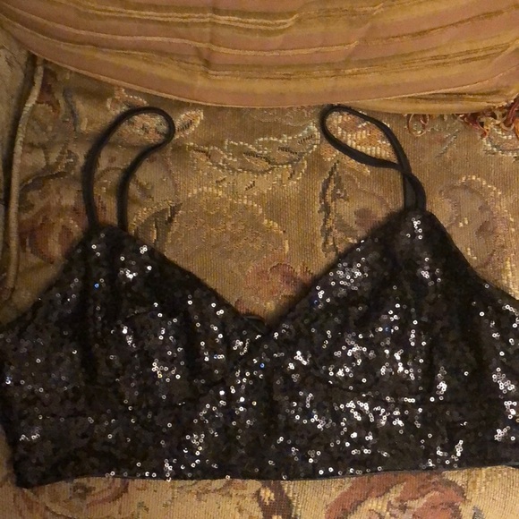SHEIN exposed zipper back crop sequin cami top NEW - Picture 7 of 7